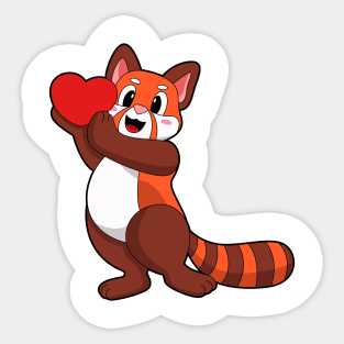 Red panda at Love with Heart Sticker